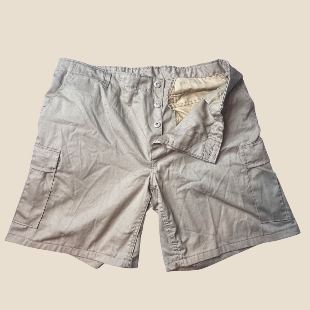 Vintage Schwarzman Export Cargo Shorts Mens XL Trousers Combat Khaki Made in USA